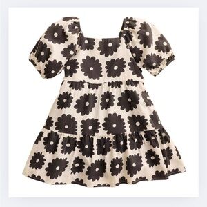 Floral Girls Dress in Black and White
